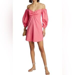 A.L.C. Mila Lychee Pink Off The Shoulder Mini Dress - Size 8